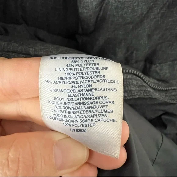 Lands End Down Puffer Coat Grey Hooded Size 10 12 Medium Winter Jacket Long - Picture 13 of 14